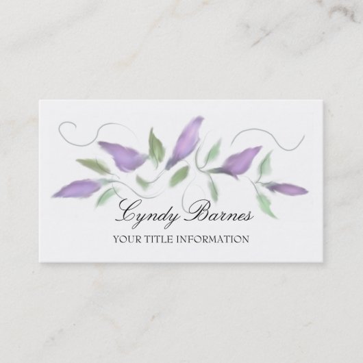 Paarse Waterverf Rosebuds Visitekaartje (Voorkant)