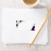 Paarse Waterverf Rozen blanco met tintadres Etiket (Insitu)