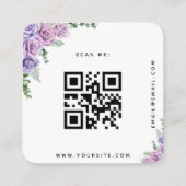 Paarse Waterverf Rozen Bruiloft QR Code RSVP Chic Informatiekaartje (Achterkant)