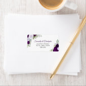 Paarse Waterverf Rozen Elegant Wedding Address Etiket (Insitu)