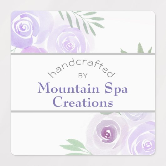 Paarse Waterverf Rozen handgemaakt door Labels (Design 1)