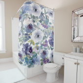 Paarse Waterverf Rozen Shower Curtain Douchegordijn (In situ)