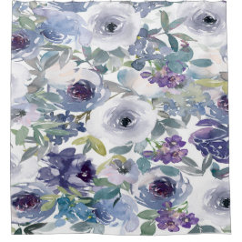 Paarse Waterverf Rozen Shower Curtain Douchegordijn