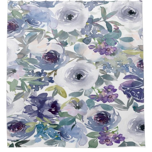 Paarse Waterverf Rozen Shower Curtain Douchegordijn (Voorkant)