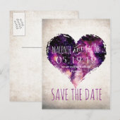 Paarse Waterverf - Scharter voor startsein Aankondigingskaart (Voorkant / Achterkant)