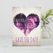 Paarse Waterverf - Scharter voor startsein Save The Date (Staand voorkant)