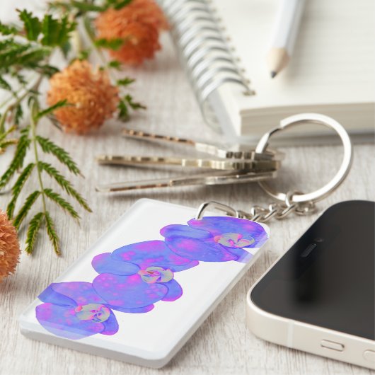 Paarse waterverf schilderij sleutelhanger (Voorkant Rechts)