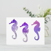 Paarse Waterverf Seapaarden Kaart (Staand voorkant)