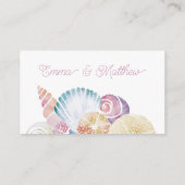 Paarse Waterverf Seashell QR Code Bruiloft Informatiekaartje (Achterkant)