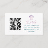 Paarse Waterverf Seashell QR Code Bruiloft Informatiekaartje (Voorkant)