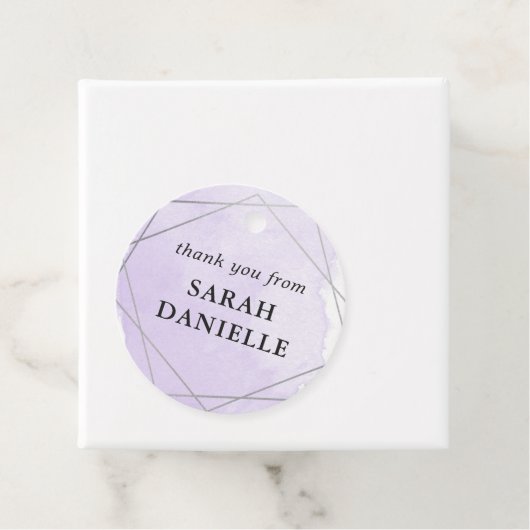 Paarse Waterverf Silver Lijst Dank u wel Bedankjes Labels (In situ)