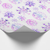 Paarse Waterverf Snowflake-kerstontwerp Cadeaupapier (Hoek)