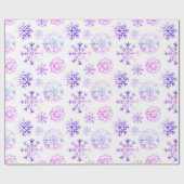 Paarse Waterverf Snowflake-kerstontwerp Cadeaupapier (Vlak)