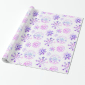 Paarse Waterverf Snowflake-kerstontwerp Cadeaupapier (Uitgerold)