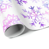 Paarse Waterverf Snowflake-kerstontwerp Cadeaupapier (Rol Hoek)