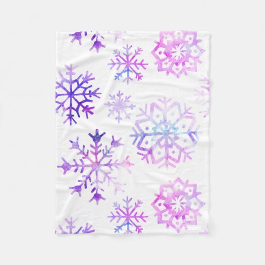 Paarse Waterverf Snowflake-kerstontwerp Fleece Deken (Voorkant)