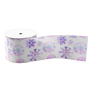 Paarse Waterverf Snowflake-kerstontwerp Grosgrain Lint