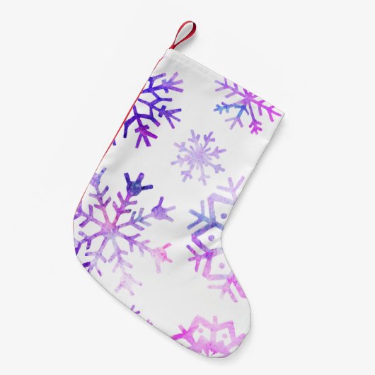 Paarse Waterverf Snowflake-kerstontwerp Kleine Kerstsok (Voorkant (Hangend))