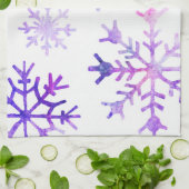 Paarse Waterverf Snowflake-kerstontwerp Theedoek (Gevouwen)