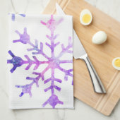 Paarse Waterverf Snowflake-kerstontwerp Theedoek (Quarter Fold)