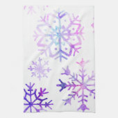 Paarse Waterverf Snowflake-kerstontwerp Theedoek (Verticaal)