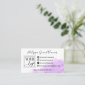 Paarse Waterverf Sociale Media Logo Foto Visitekaartje (Staand voorkant)