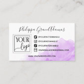 Paarse Waterverf Sociale Media Logo Foto Visitekaartje (Voorkant)