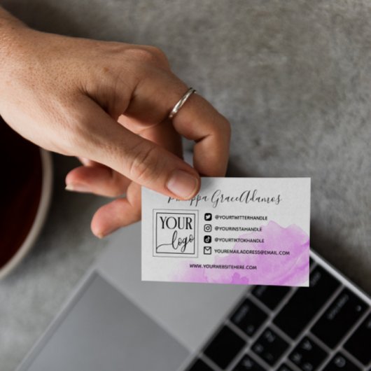 Paarse Waterverf Sociale Media Logo Foto Visitekaartje