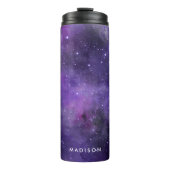 Paarse Waterverf Space Galaxy gepersonaliseerd Thermosbeker (Voorkant)