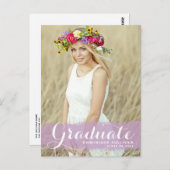 Paarse Waterverf Splash Foto Afstuderen Briefkaart (Voorkant / Achterkant)