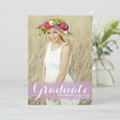 Paarse Waterverf Splash Foto Afstuderen Kaart (Staand voorkant)