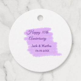 Paarse waterverf splash moderne 10e verjaardag bedankjes labels