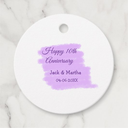 Paarse waterverf splash moderne 10e verjaardag bedankjes labels (Voorkant)
