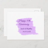 Paarse waterverf splash moderne 10e verjaardag briefkaart (Voorkant / Achterkant)