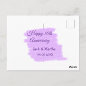 Paarse waterverf splash moderne 10e verjaardag briefkaart (Achterkant)