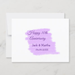 Paarse waterverf splash moderne 10e verjaardag briefkaart