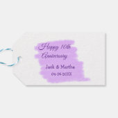 Paarse waterverf splash moderne 10e verjaardag cadeaulabel (Achterkant Horizontaal)