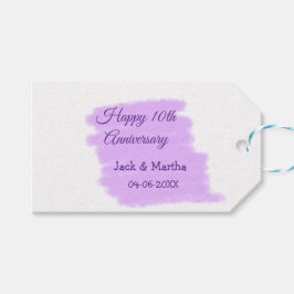 Paarse waterverf splash moderne 10e verjaardag cadeaulabel