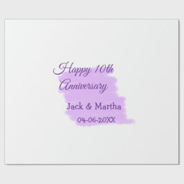 Paarse waterverf splash moderne 10e verjaardag cadeaupapier