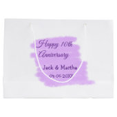 Paarse waterverf splash moderne 10e verjaardag groot cadeauzakje (Achterkant)