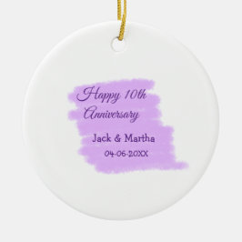 Paarse waterverf splash moderne 10e verjaardag keramisch ornament