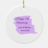 Paarse waterverf splash moderne 10e verjaardag keramisch ornament (Achterkant)