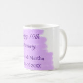 Paarse waterverf splash moderne 10e verjaardag koffiemok (Voorkant rechts)