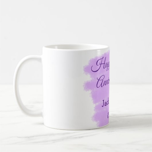 Paarse waterverf splash moderne 10e verjaardag koffiemok (Links)