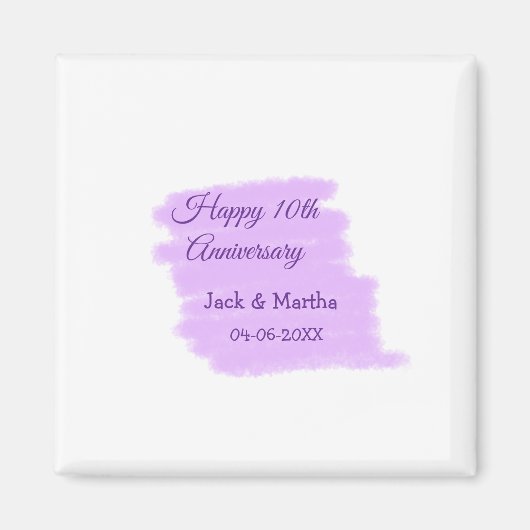 Paarse waterverf splash moderne 10e verjaardag magneet (Voorkant)