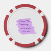 Paarse waterverf splash moderne 10e verjaardag poker chips (Achterkant)