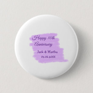 Paarse waterverf splash moderne 10e verjaardag ronde button 5,7 cm