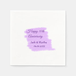 Paarse waterverf splash moderne 10e verjaardag servet