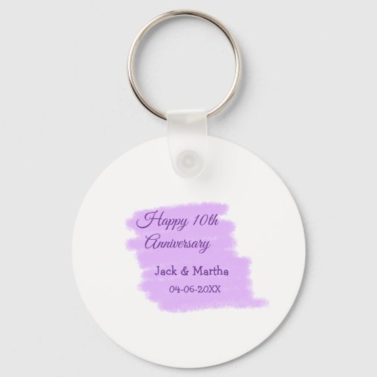 Paarse waterverf splash moderne 10e verjaardag sleutelhanger (Voorkant)