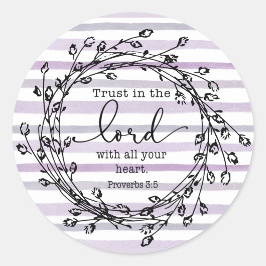 Paarse Waterverf stapes Trust in Lord Ronde Sticker (Voorkant)